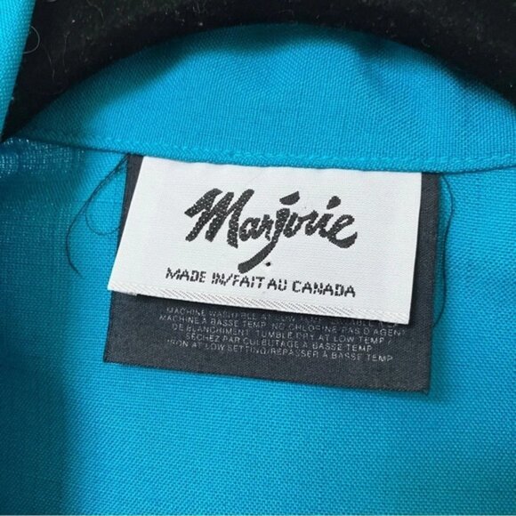 Vintage 80s Marjorie Bright Blue Midi Dress - Picture 5 of 7